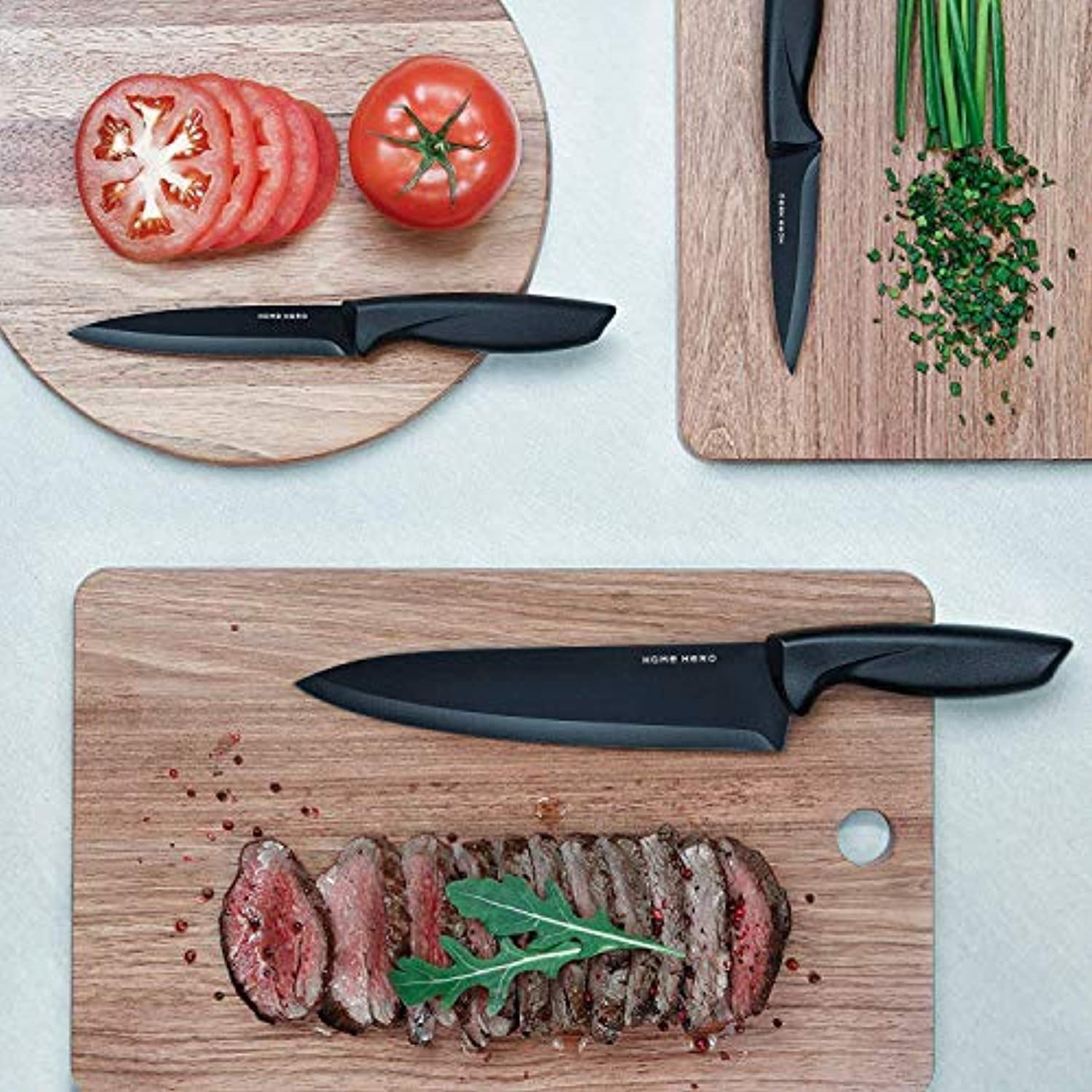 (Store Closing Sale) Kitchen Knife Set with Acrylic Block, Scissors, Peeler and Knife Sharpener Full 17 Piece Stainless Steel Kitchen Knives Set