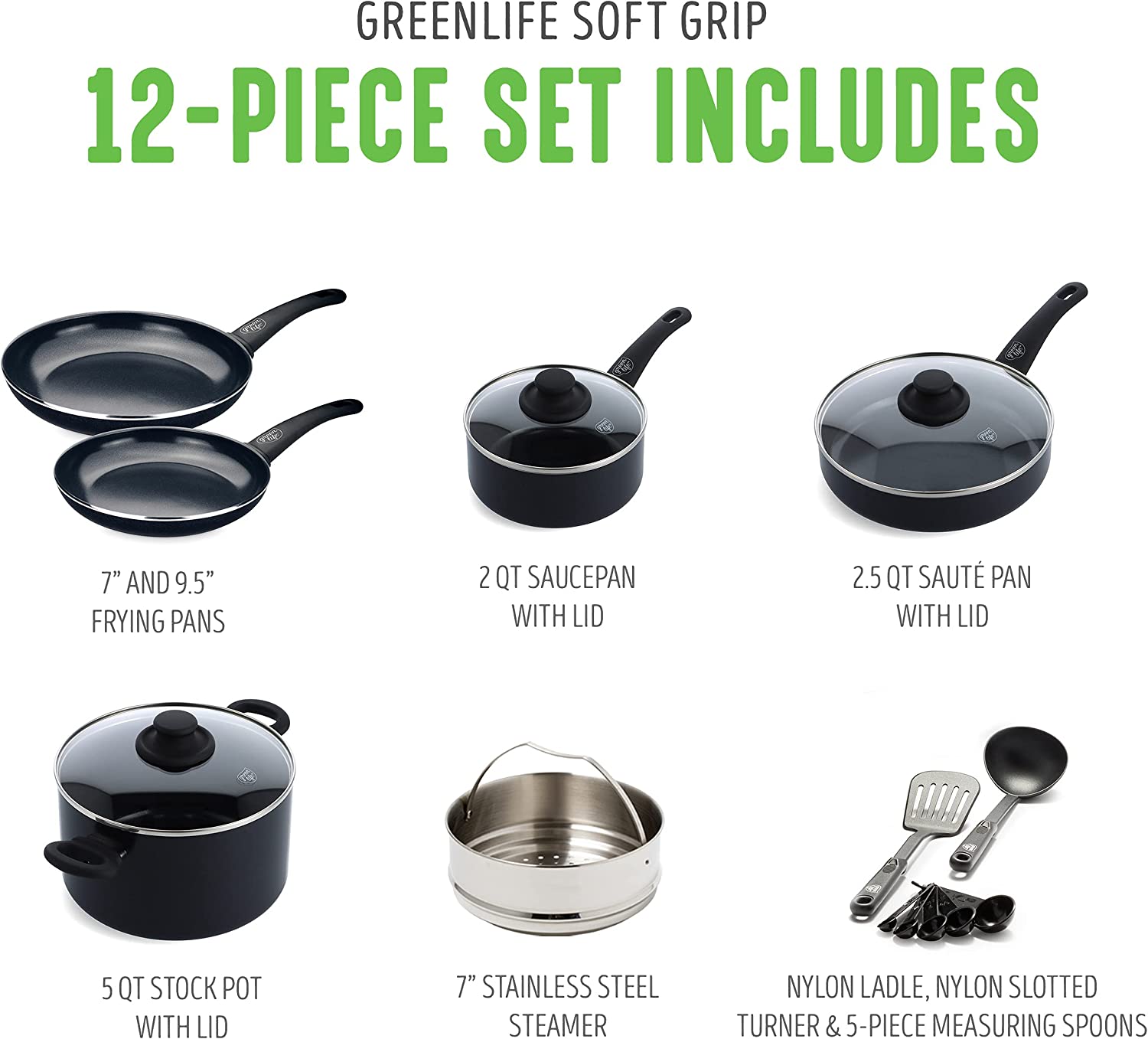 (Store Closing Sale) Healthy Ceramic Nonstick, 16 Piece Cookware Pots