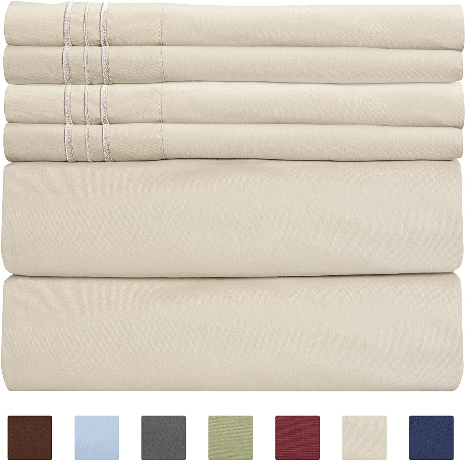 4/6 Piece Bed Sheets Set- Extra Soft - Deep Pockets - Easy Fit - Breathable /Cooling - Wrinkle Free