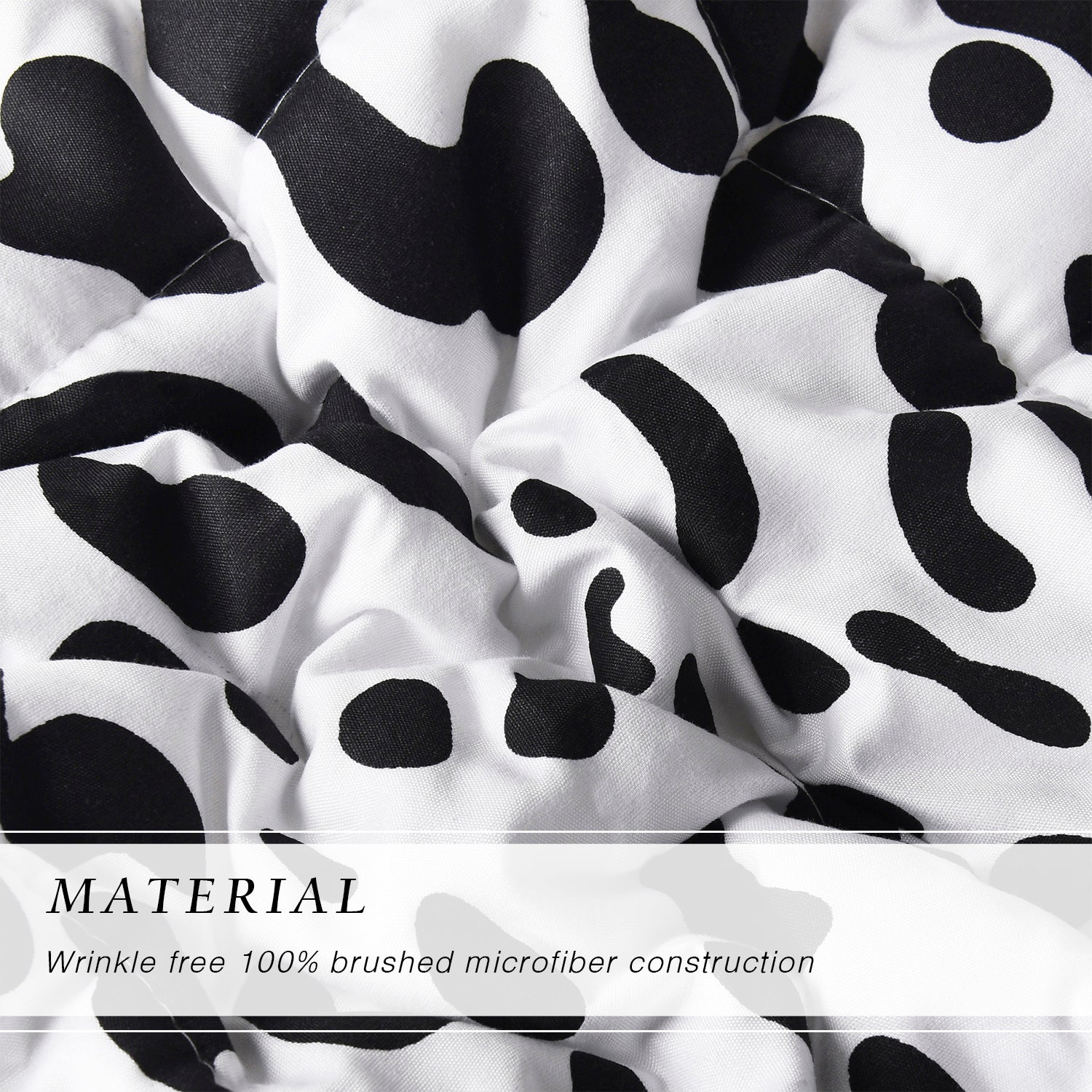 HIG Animal Themed Print Comforter Set, Cow Pattern, 3 PCS Lightweight Quilted Comforter with Two Shams