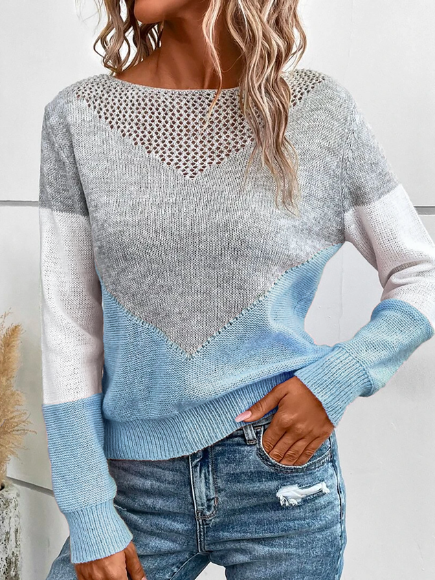 Loose Casual Color Block Sweater