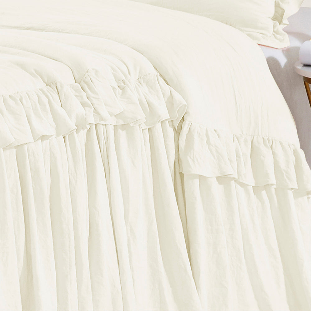 Ruffle Skirt Bedspread One Layer Design Chic Style Bedding Set