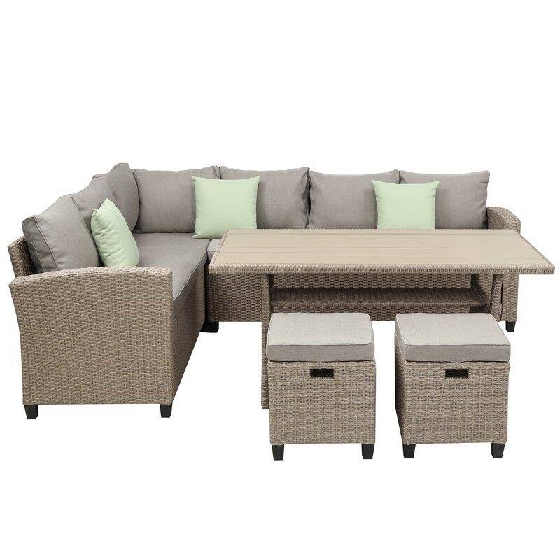 Bradyn Wicker/Rattan 7 - Person Seating Group with Cushions