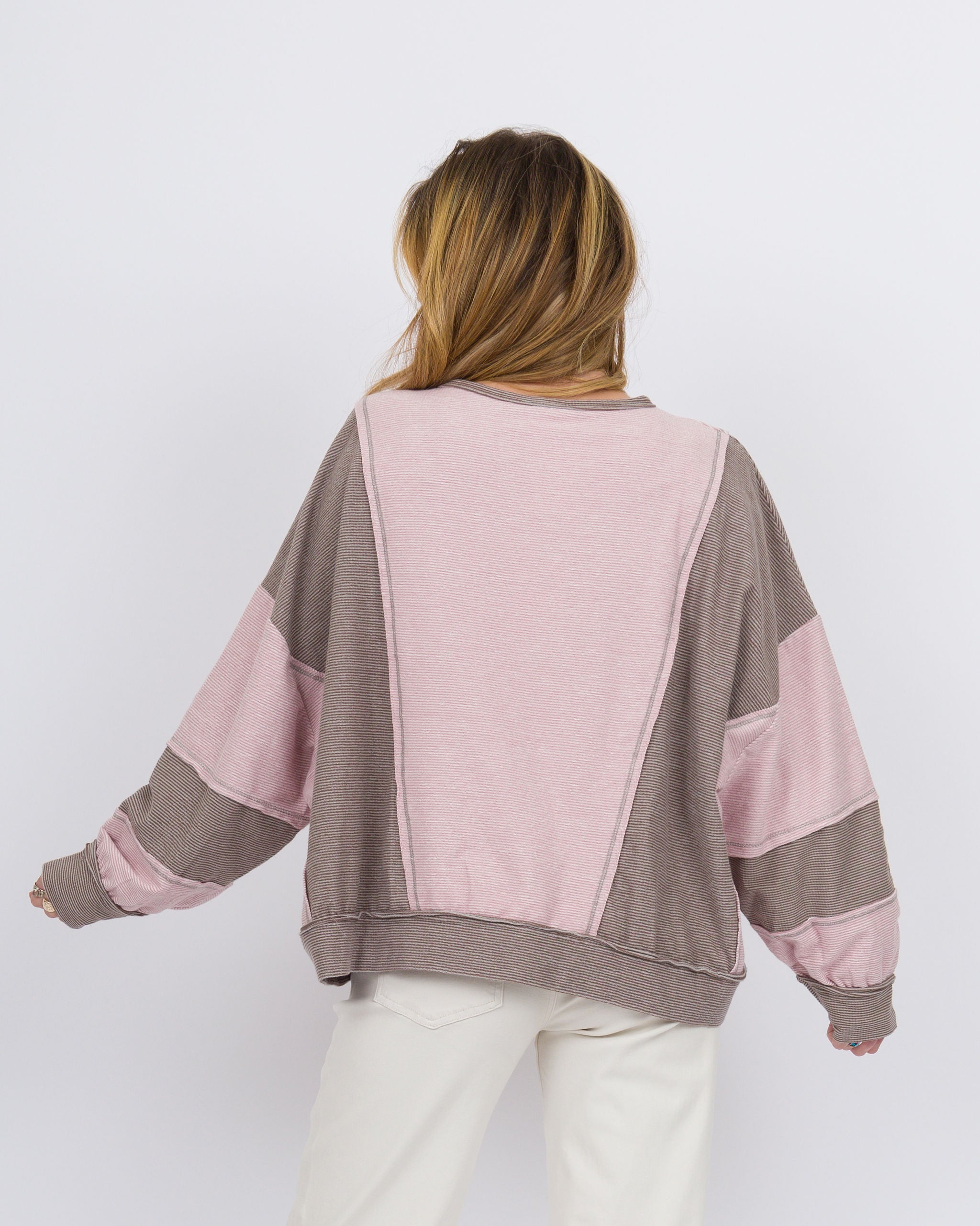 Camdyn Striped Top Rose Brown