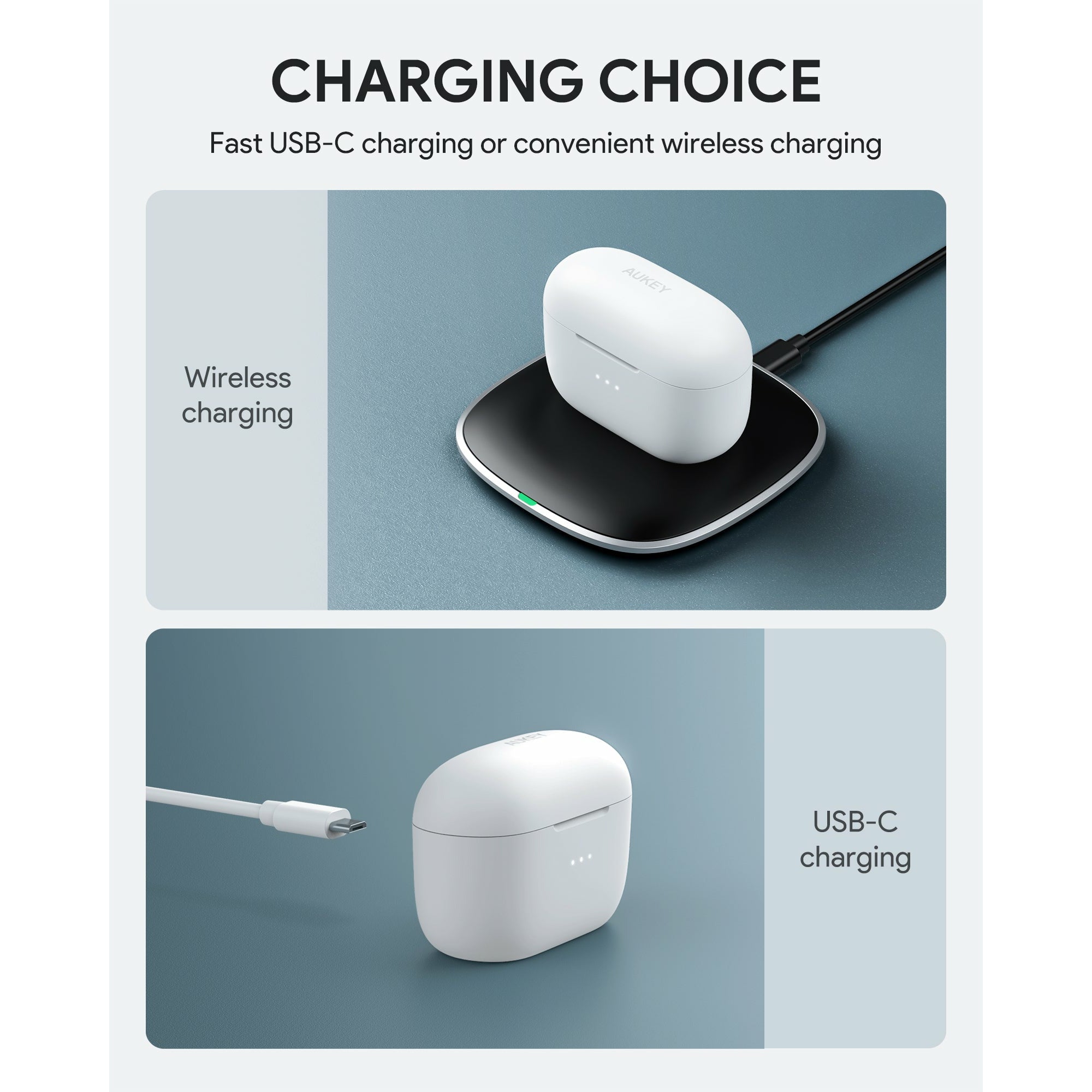 AUKEY Wireless Charging Earbuds Elevation in-ear Detection White