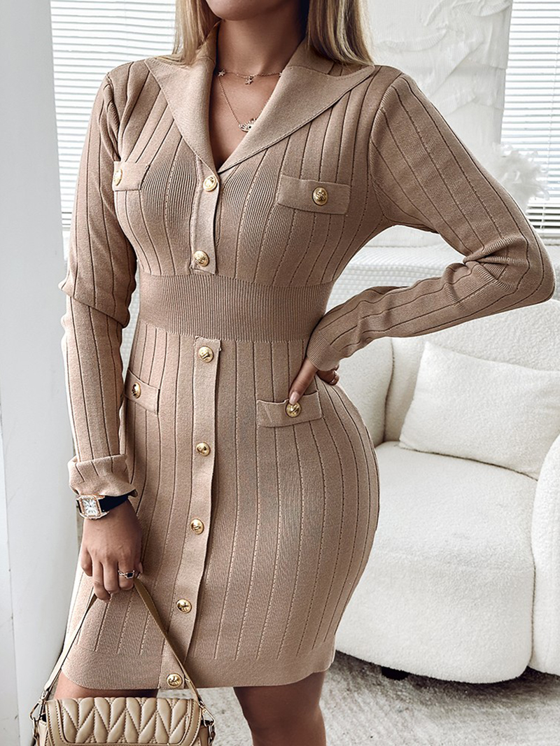 Women's slim long sleeve knitted dress