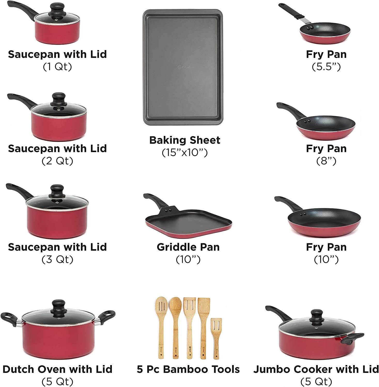 (Store Closing Sale) Nonstick Cookware Set  20-Piece