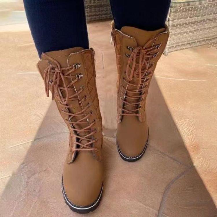 Mid-calf Lace-up Zipper Martin Boots