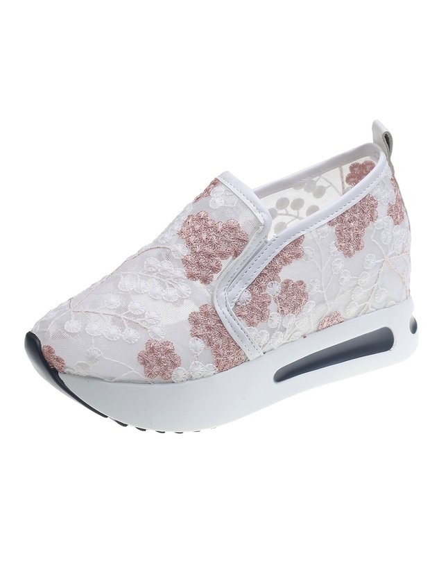 Floral Embroidery Breathable Sheer Mesh Sneakers