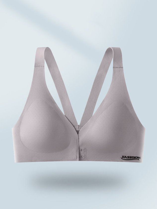 Women's Breathable Sexy Simple Front Button V-Neck Seamless Bra & Bralette