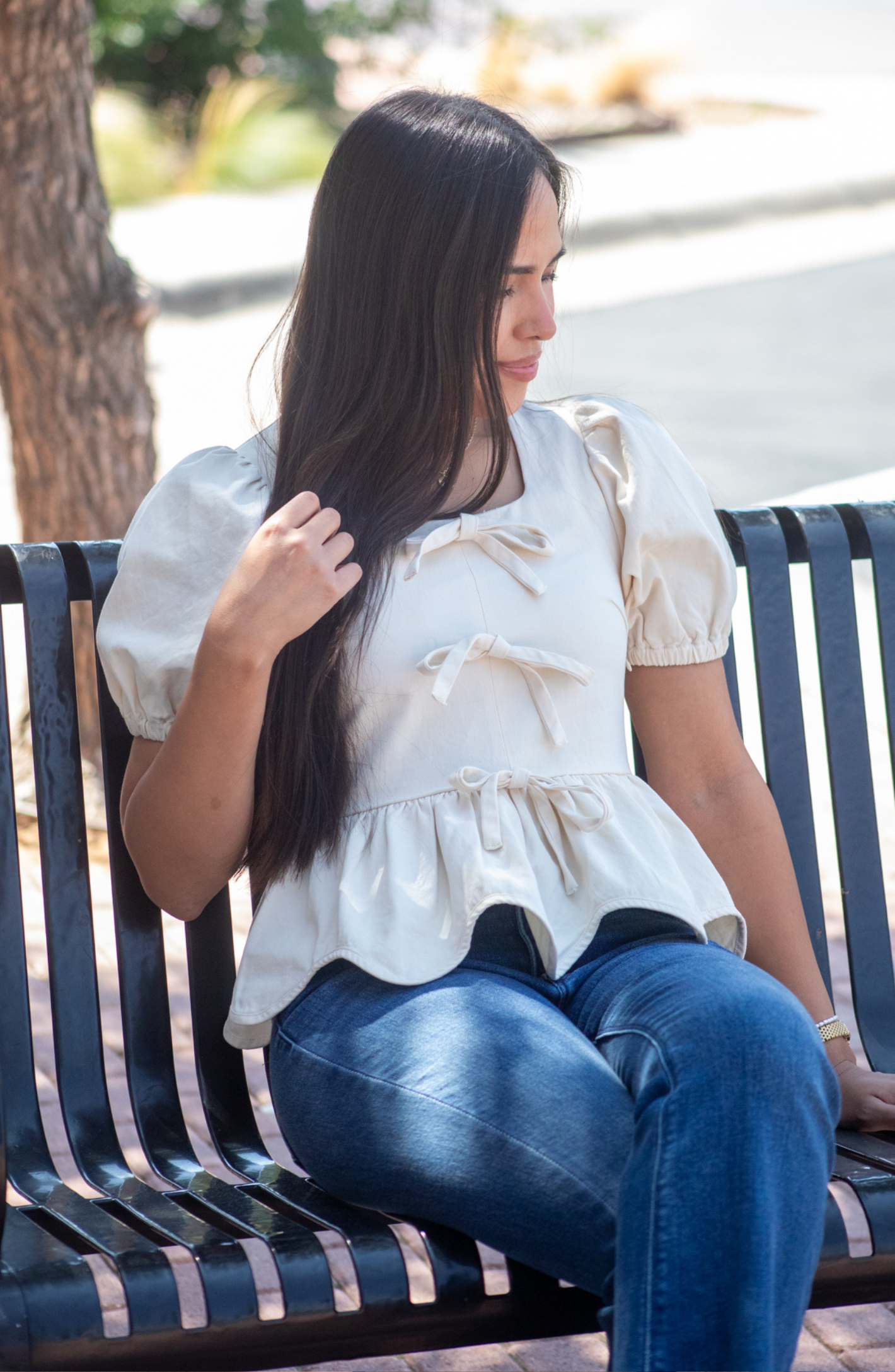 Seek To Amaze Ivory Front Bow Top