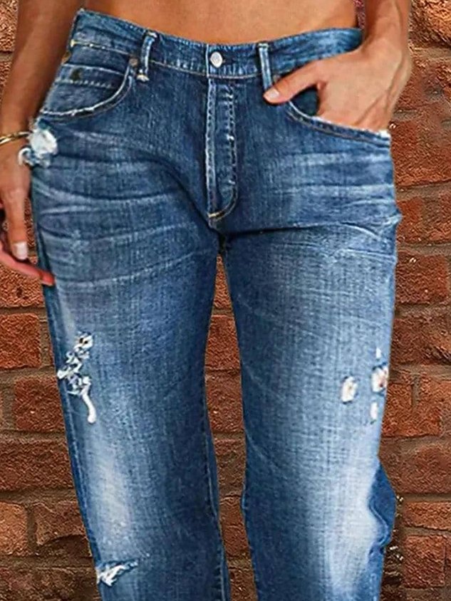 Loose Plain Casual Denim Jeans