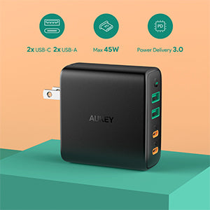 AUKEY PA-D52 Foldable USB C Charger 48W 4 Ports with Power Delivery