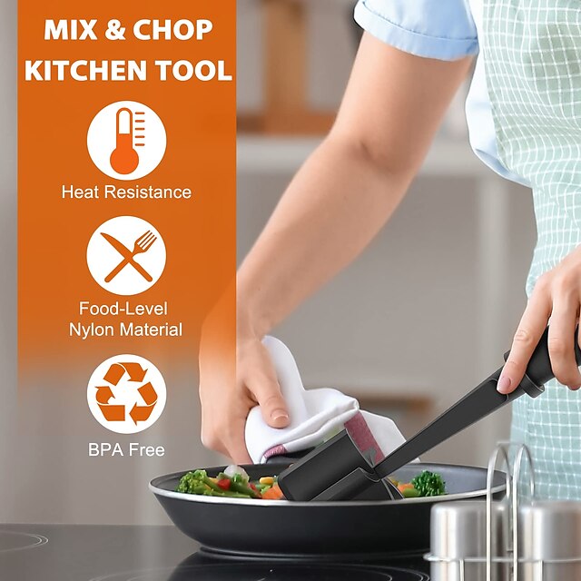 Meat Masher Multifunctional Heat Resistant Nylon Hamburger Chopper Ground Meat Chopper Utensil Non Stick Cookware