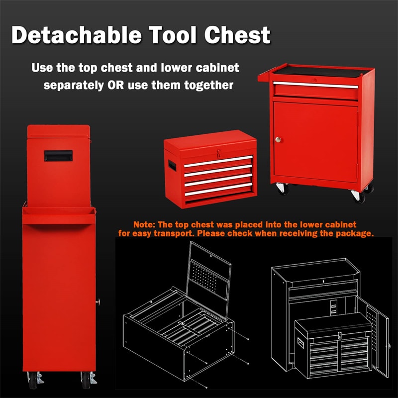 5-Drawer Rolling Tool Chest High Capacity Tool Storage Cabinet Toolbox Organizer with Wheels and Locking System