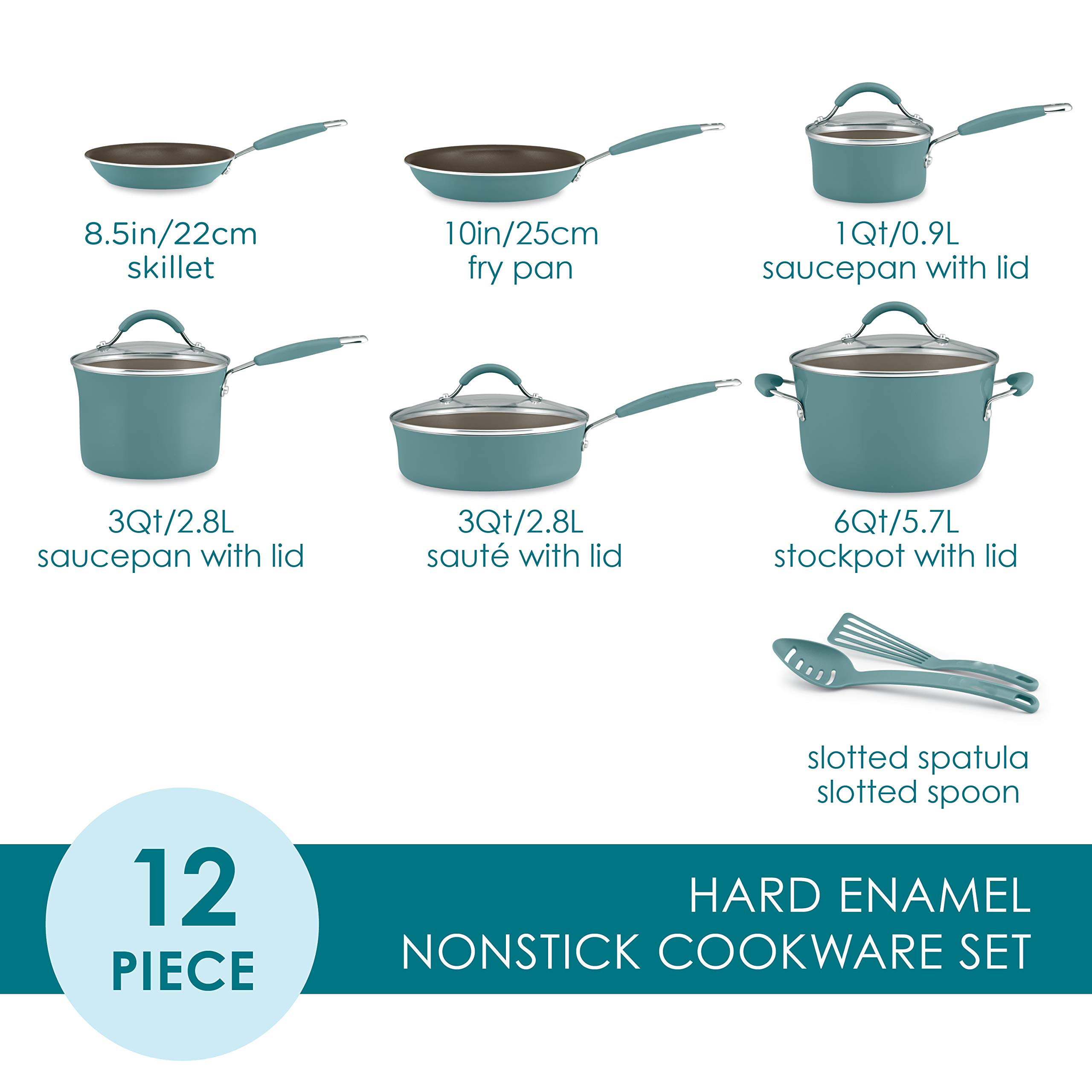 Nonstick Cookware Pots and Pans Set, 12 Piece, Sea Salt Gray