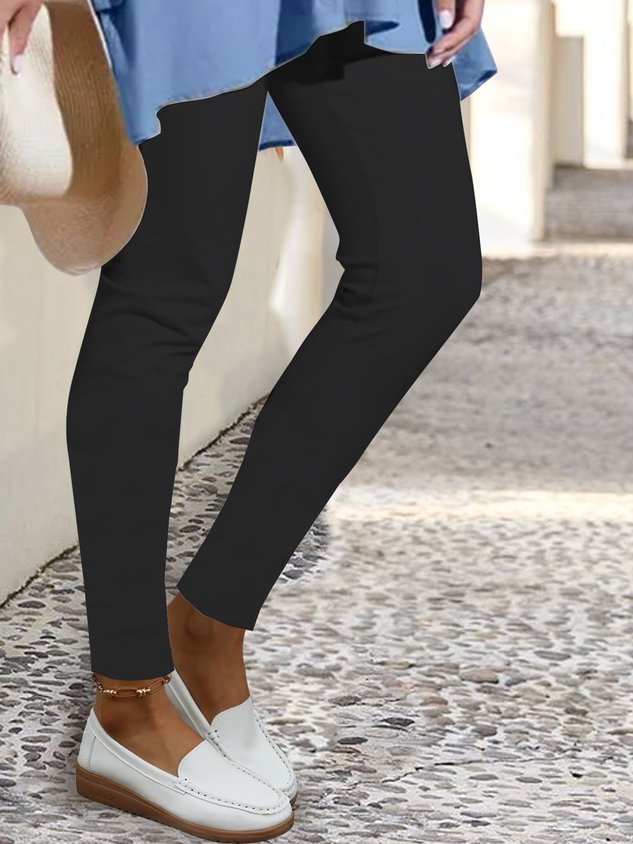 Plain elastic waist foundation simple high elastic Pants Leggings