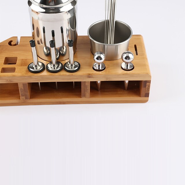 Cocktail Shaker Premium Set Stainless Steel 23-Piece Set with Big Wooden Frame Bar Cocktail Shaker