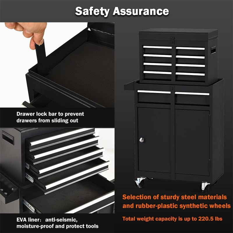 5-Drawer Rolling Tool Chest High Capacity Tool Storage Cabinet Toolbox Organizer with Wheels and Locking System