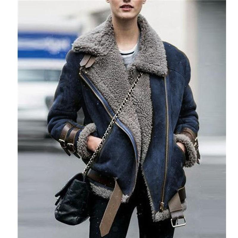 Solid Color Zipper Lapel Cashmere Coat