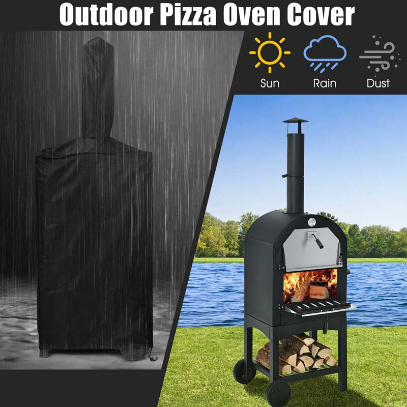 Portable Outdoor Pizza Oven Wood Fire Pizza Maker Grill with Pizza Stone & Waterproof Cover