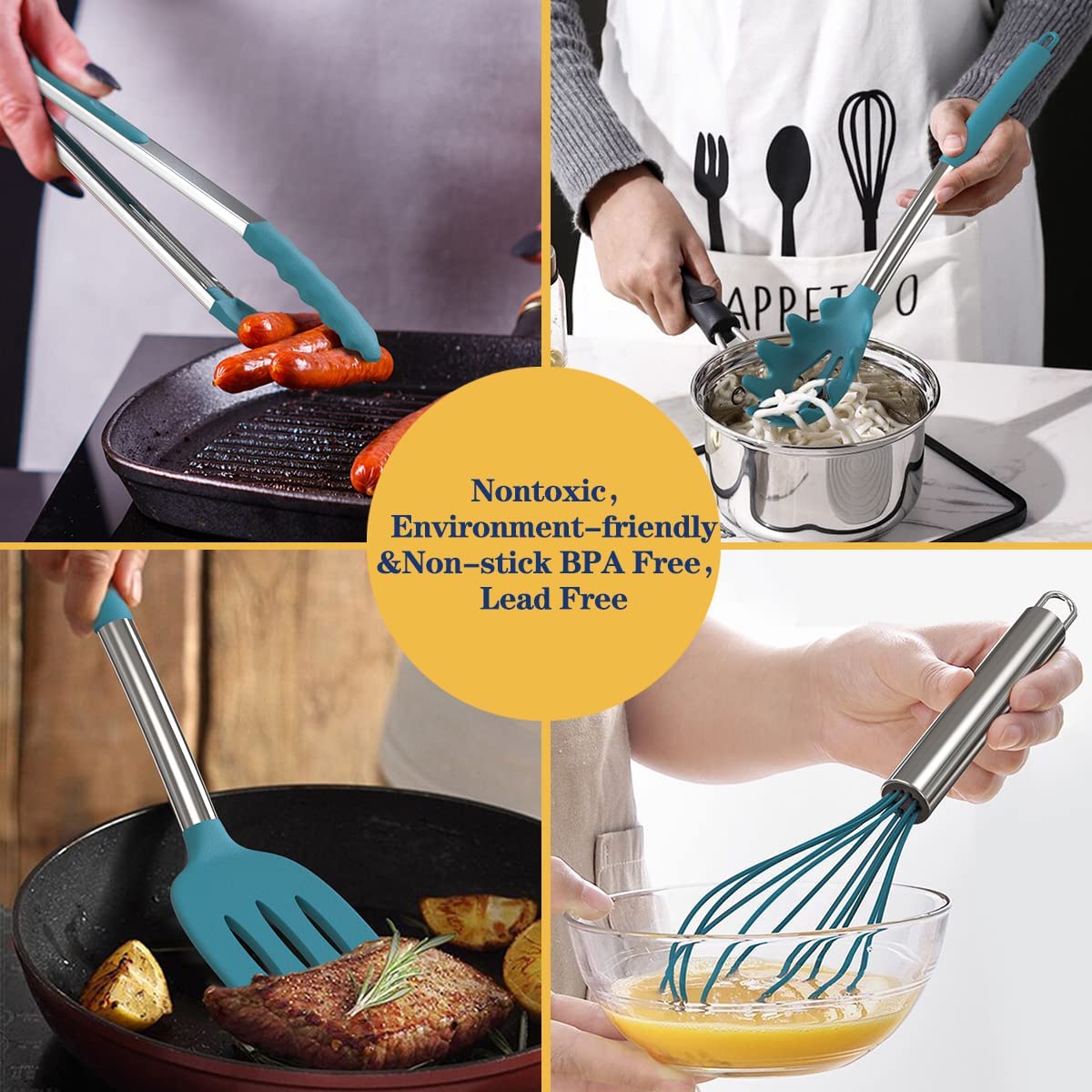 (Store Closing Sale) Silicone cooking utensils set