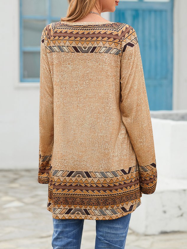 Geometric Loose Casual Long sleeve Top