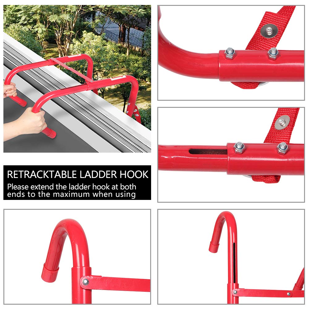 Fire Escape Ladder 15 Ft Portable Anti-Skid Emergency 2 Story Ladder Easy to Store