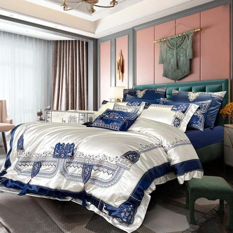 Luxury Embroidered Tassel Duvet Cover Set