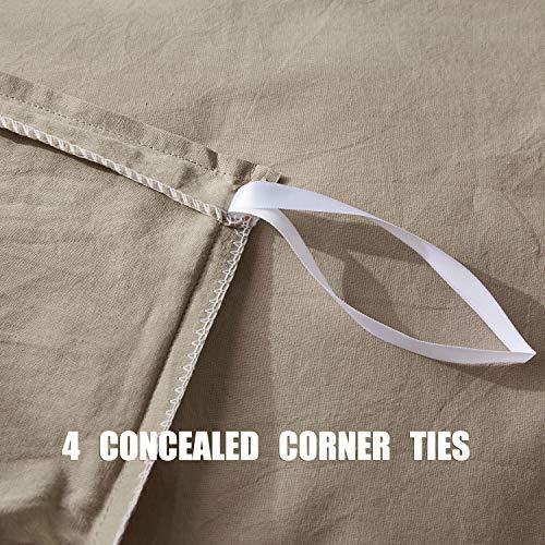 100% Washed Cotton Duvet Cover Set, 3 Pieces Ultra Soft Bedding Set with Zipper Closure. Solid Color Pattern Duvet Cover Set