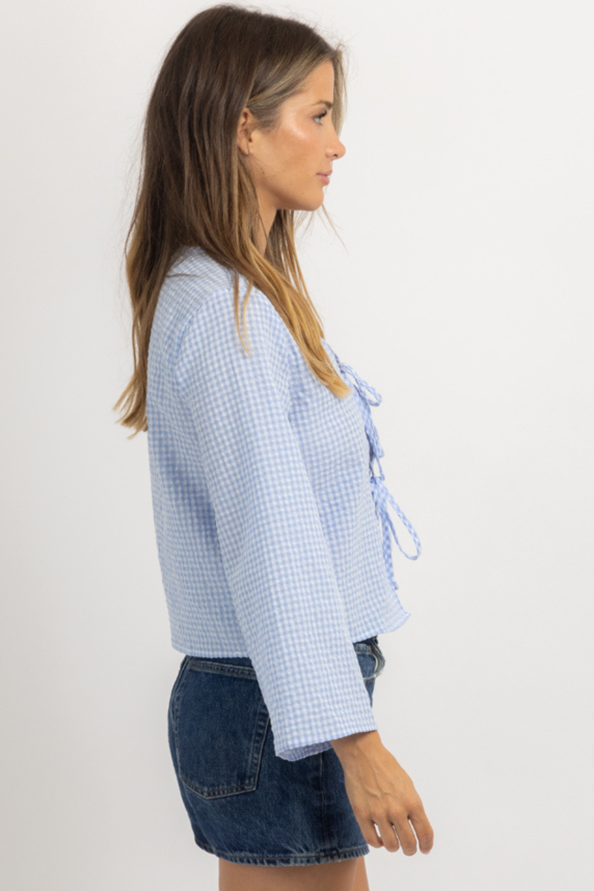 JULIAN BLUE PLAID TOP