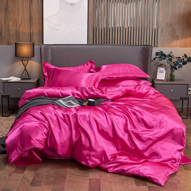 Bedding Set Solid Color Luxury Bedding Kit Rayon Satin Duvet Cover Set Twin Queen King Size Bed Set 2pcs/3pcs/4pcs - Bedding Set