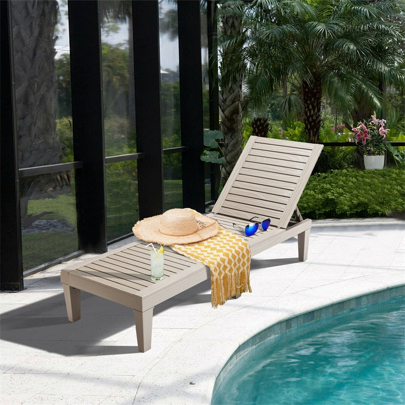 Outdoor Chaise Lounge Patio Reclining Chair with 5-Position Adjustable Backrest