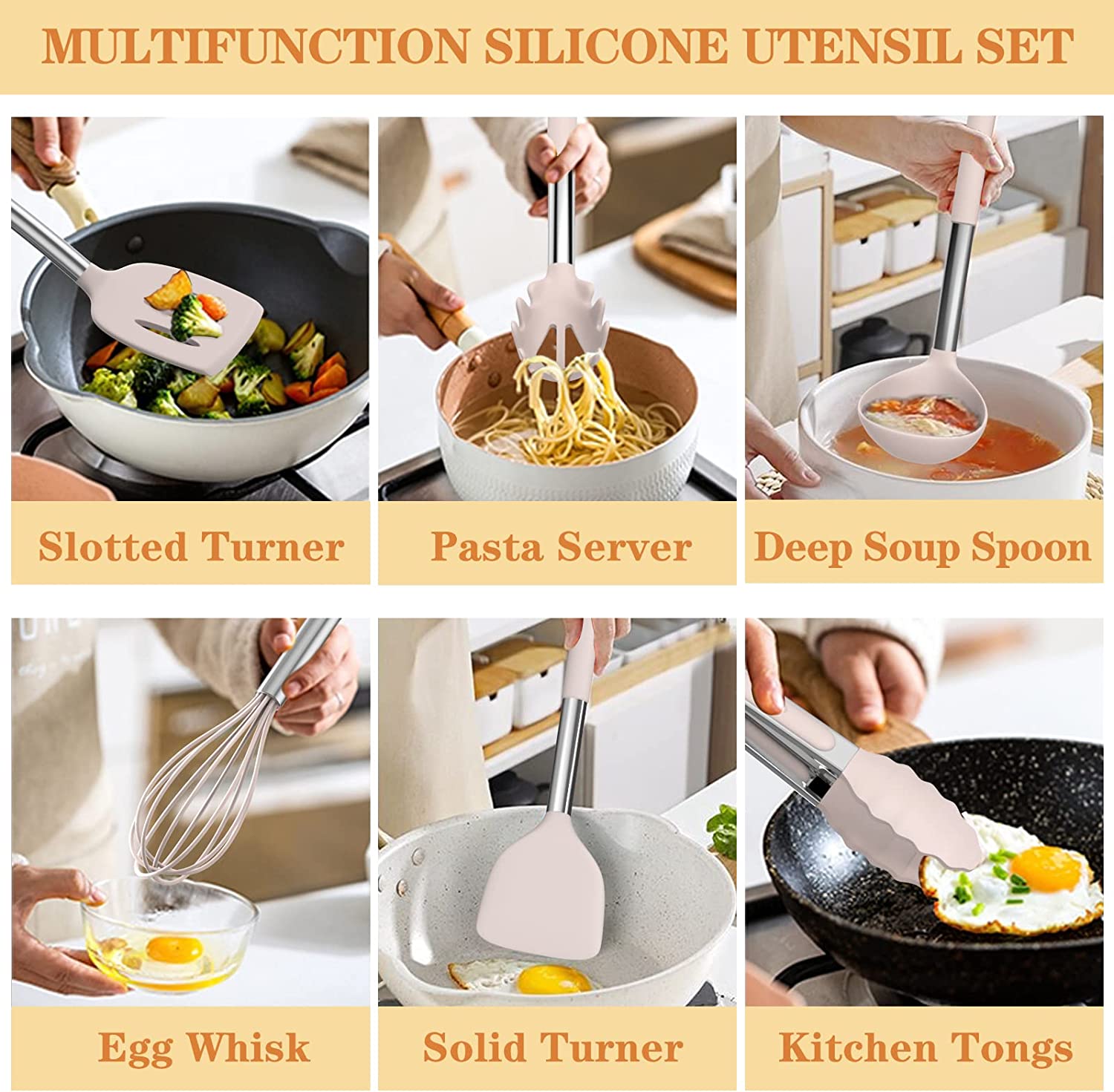 (Store Closing Sale) Silicone cooking tool set, chef 43 pieces heat-resistant kitchen tools