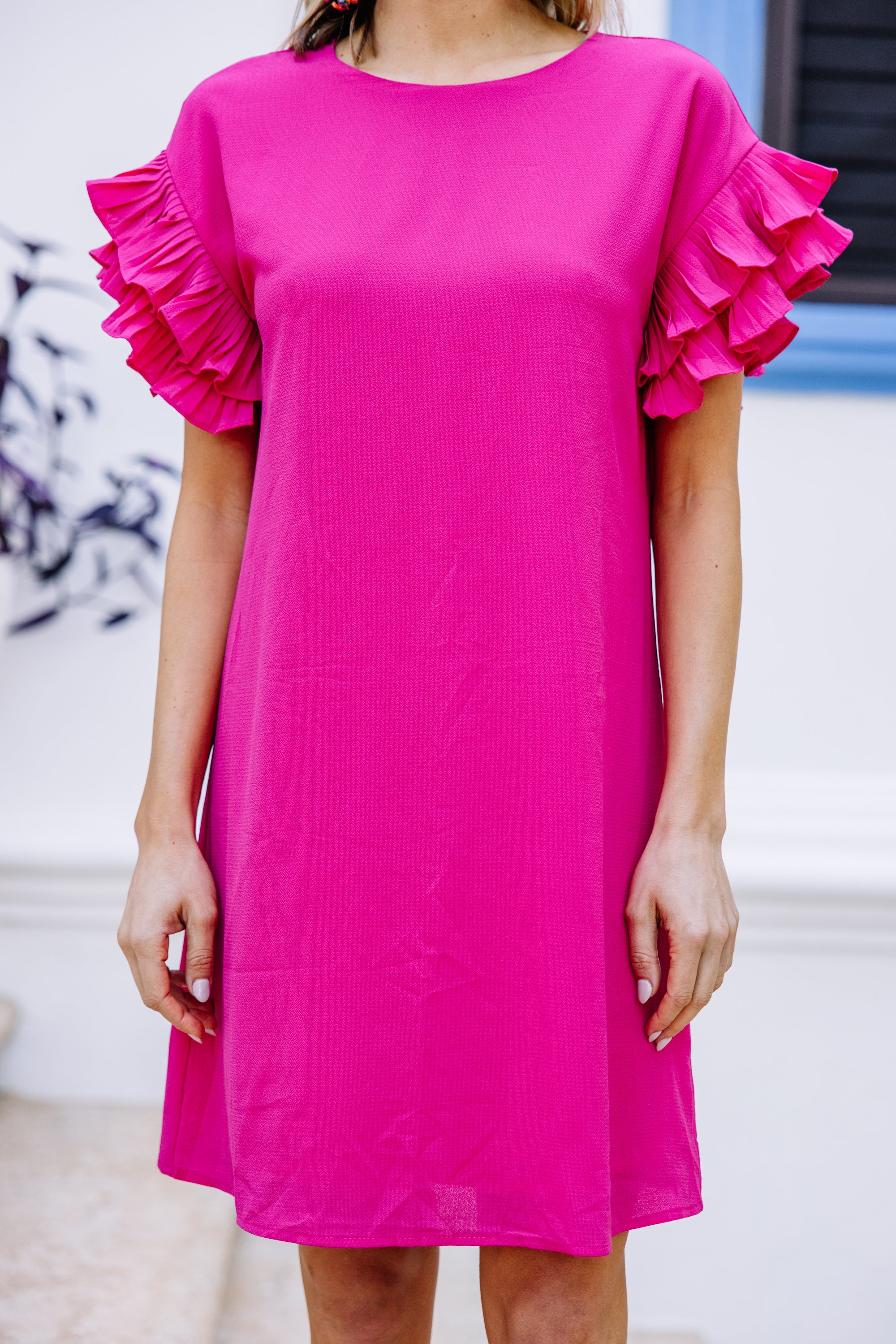 What A Vision Fuchsia Pink Ruffled Dress