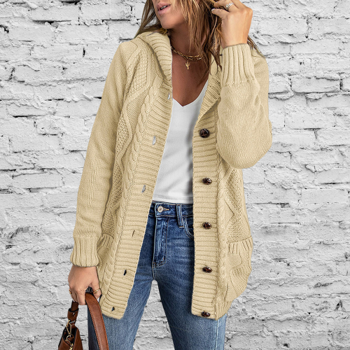 Women Plain Long Sleeve Comfy Vintage Cardigan