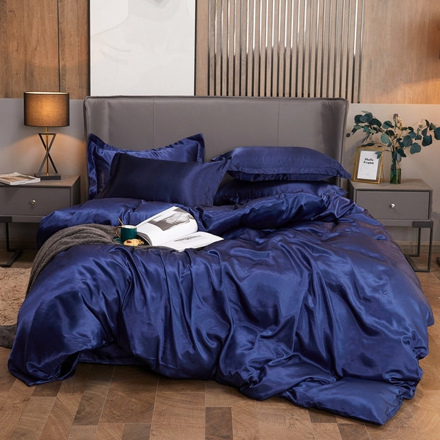 Bedding Set Solid Color Luxury Bedding Kit Rayon Satin Duvet Cover Set Twin Queen King Size Bed Set 2pcs/3pcs/4pcs - Bedding Set