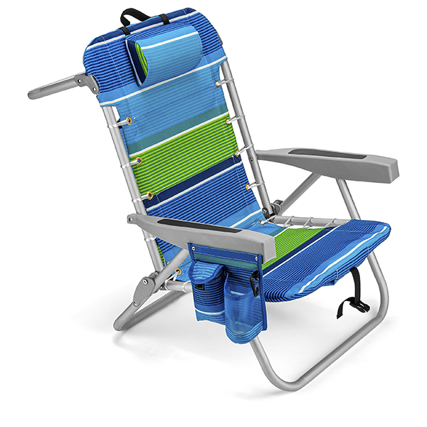 Fold Backpack Beach Chair, Towel Rack, XL Cooler Bag, Storage Net, Cup & Phone Holder