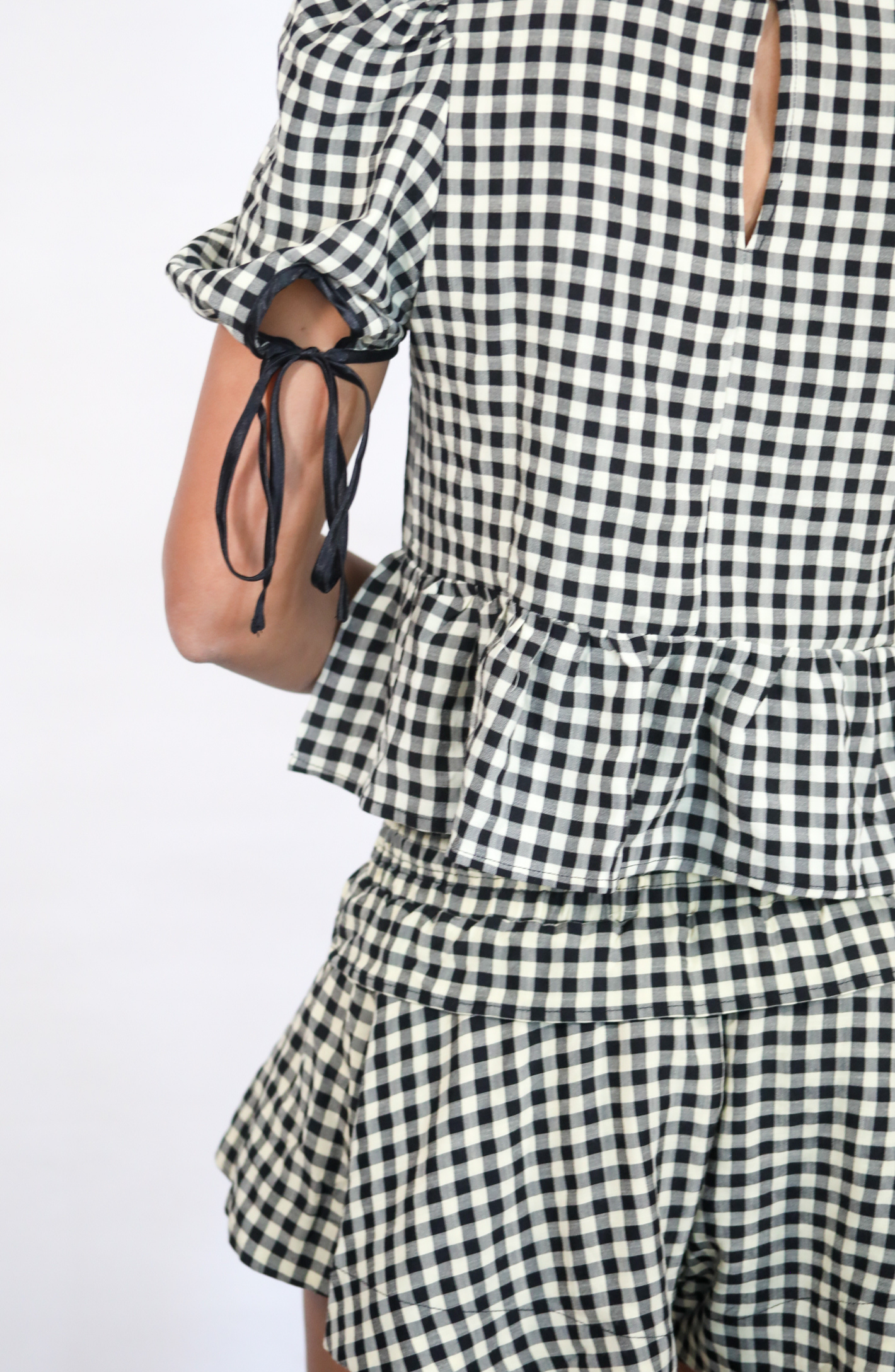 Oh So Classic Black Plaid Ruffle Top