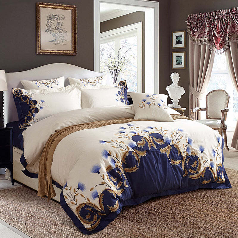 Luxury Embroidered Egyptian Cotton Duvet Cover Set