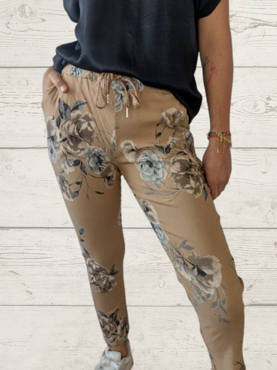 Women's Casual Print Elastic Rope Trousers