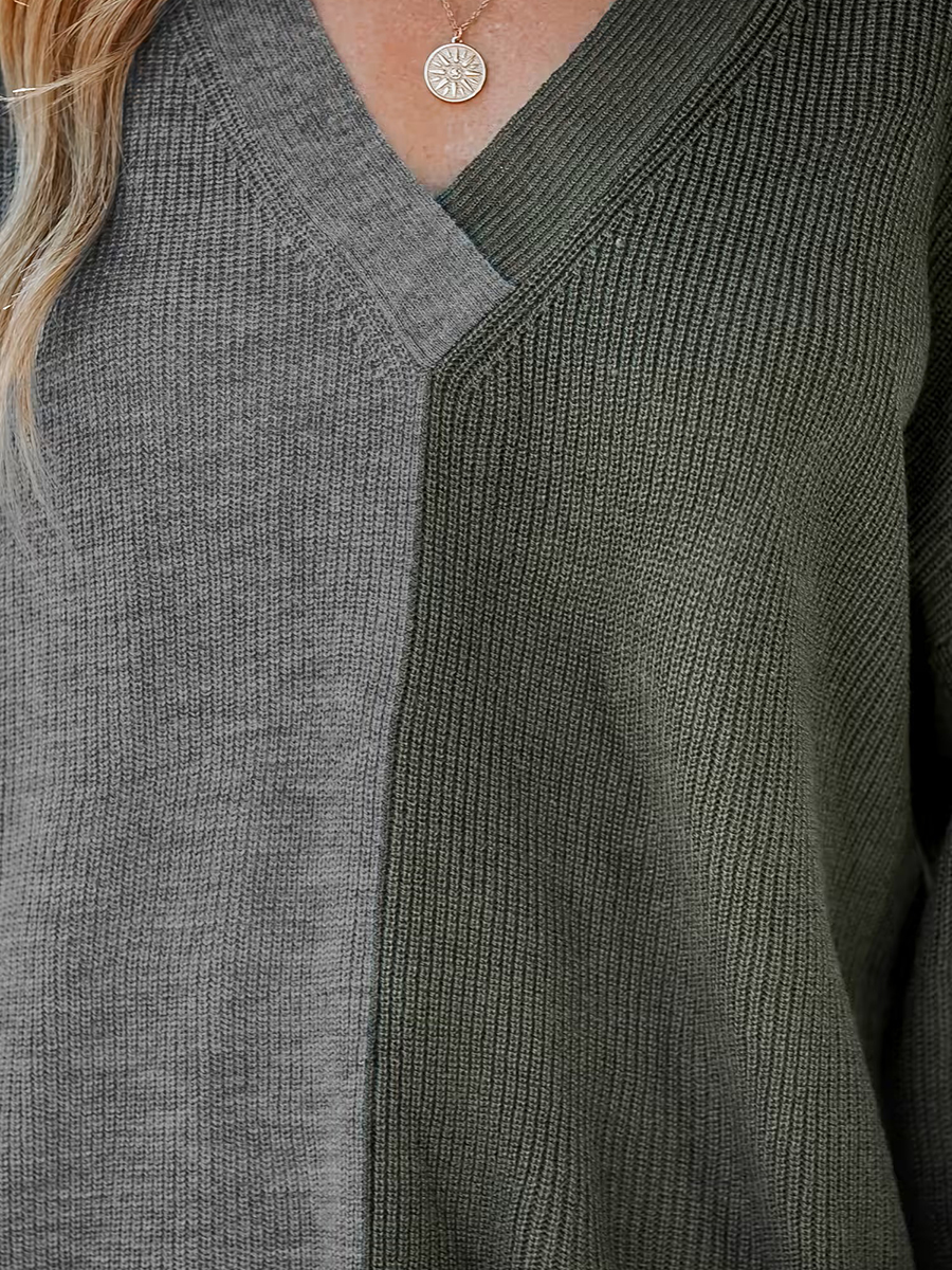 Two-tone ribbed sweatshirt