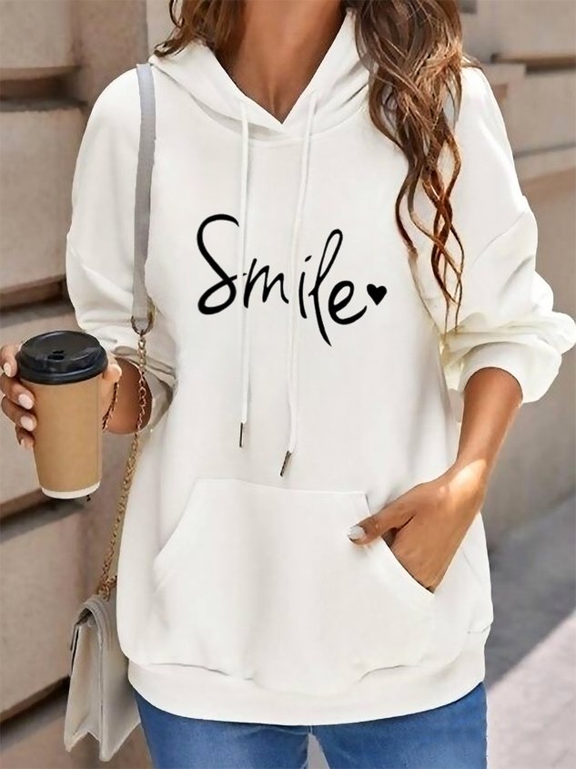 Casual Hoodie Text Letters Hoodie