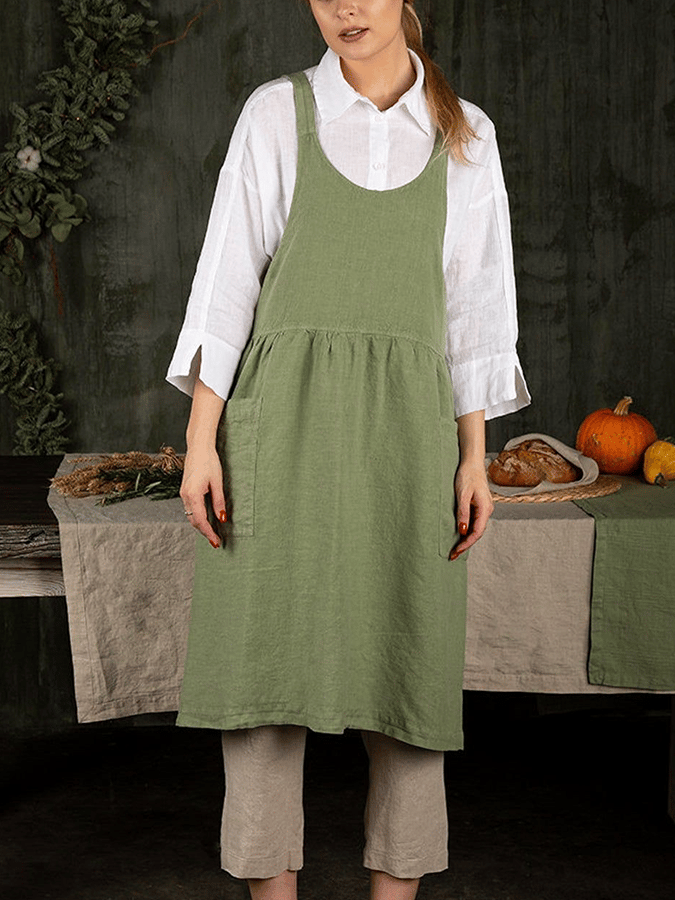 Women's Pure Color Multifunctional Cotton Apron