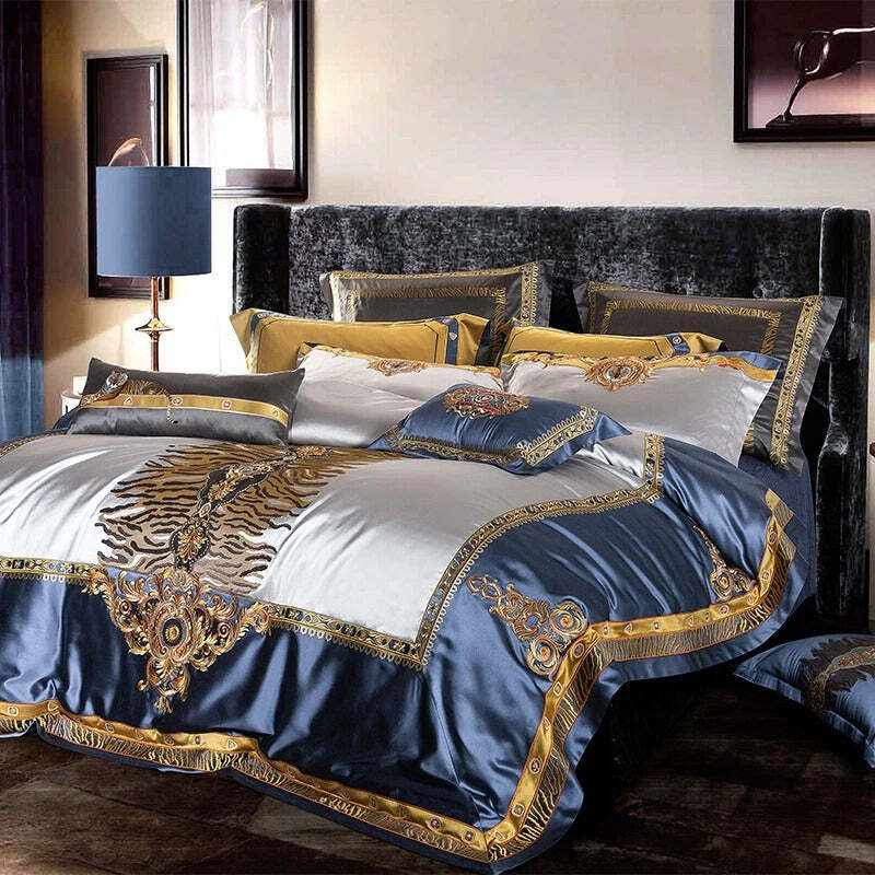 Embroidered Satin Duvet Cover Set