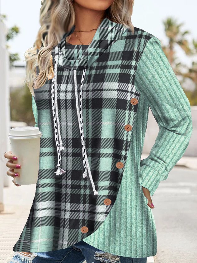 Casual Plaid Sweatshirt