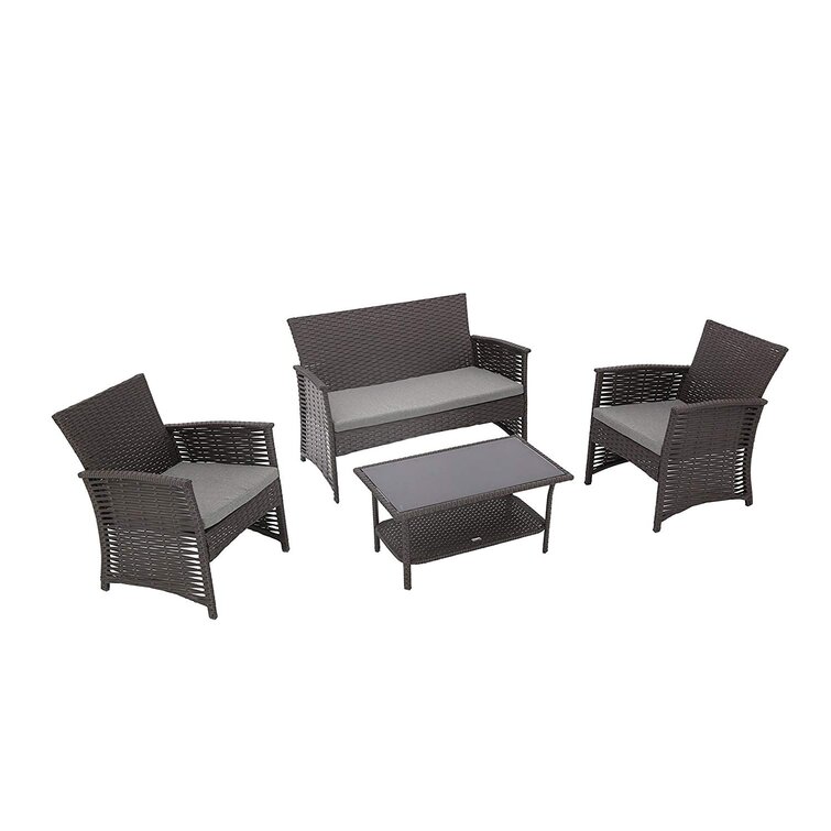 Genova 4 Piece Rattan Sofa Seating Group with Cushions