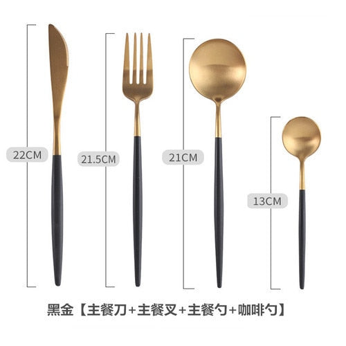 (Store Closing Sale) Gold Flatware Set Stainless Steel Cutlery Set Knife Fork Spoon Dinner Tableware Set Kitchen Dinnerware