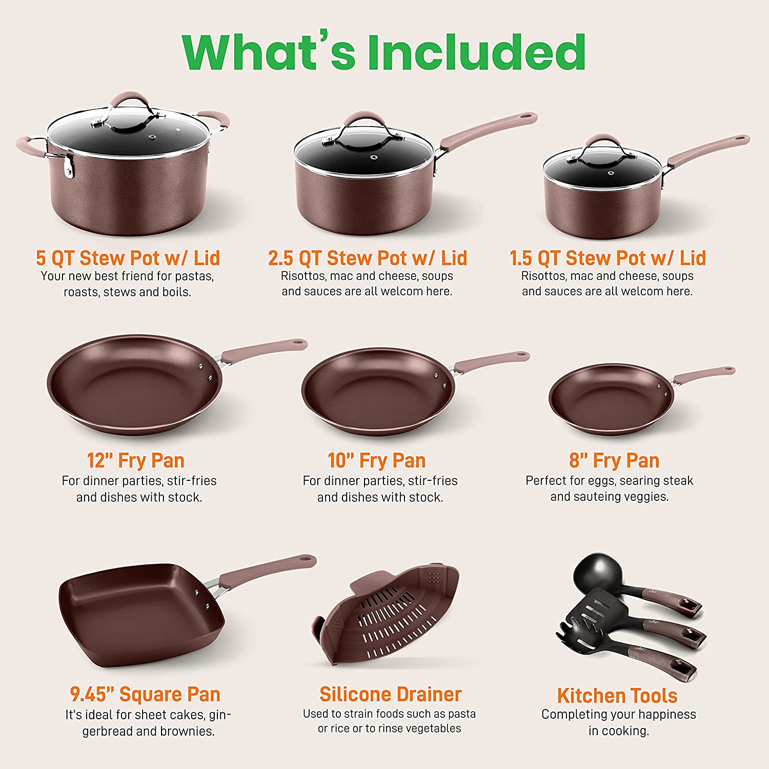 (Store Closing Sale) 14-Piece Nonstick Cookware