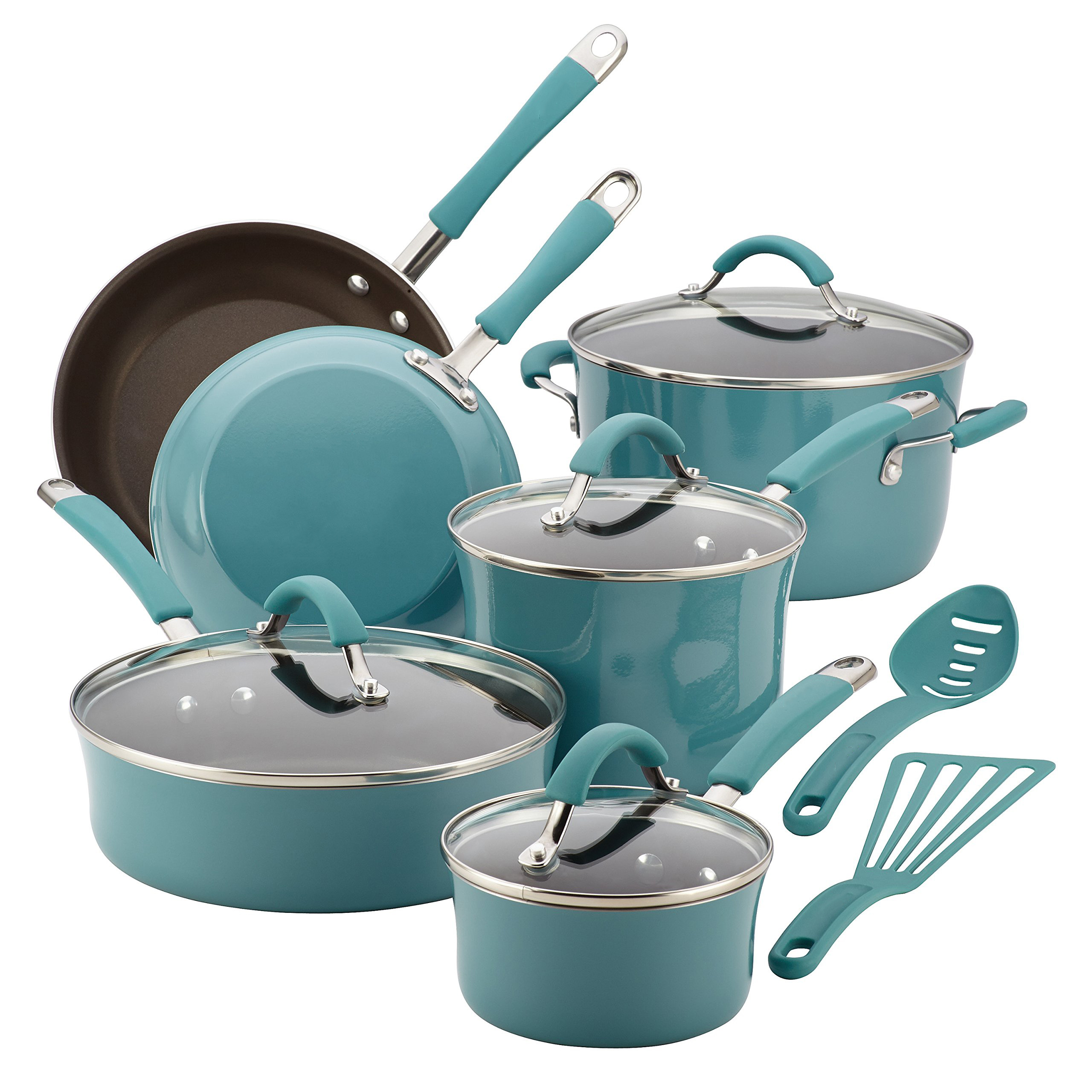 Nonstick Cookware Pots and Pans Set, 12 Piece, Sea Salt Gray